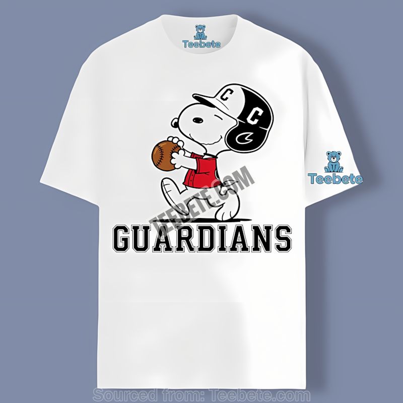 Cleveland Guardians Snoopy Running Baseball Cotton Shirt