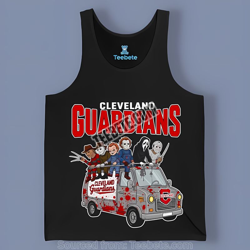 Cleveland Guardians Vs Halloween Horror Bus Tanktop Cleveland Guardians Vs Halloween Horror Bus Tanktop