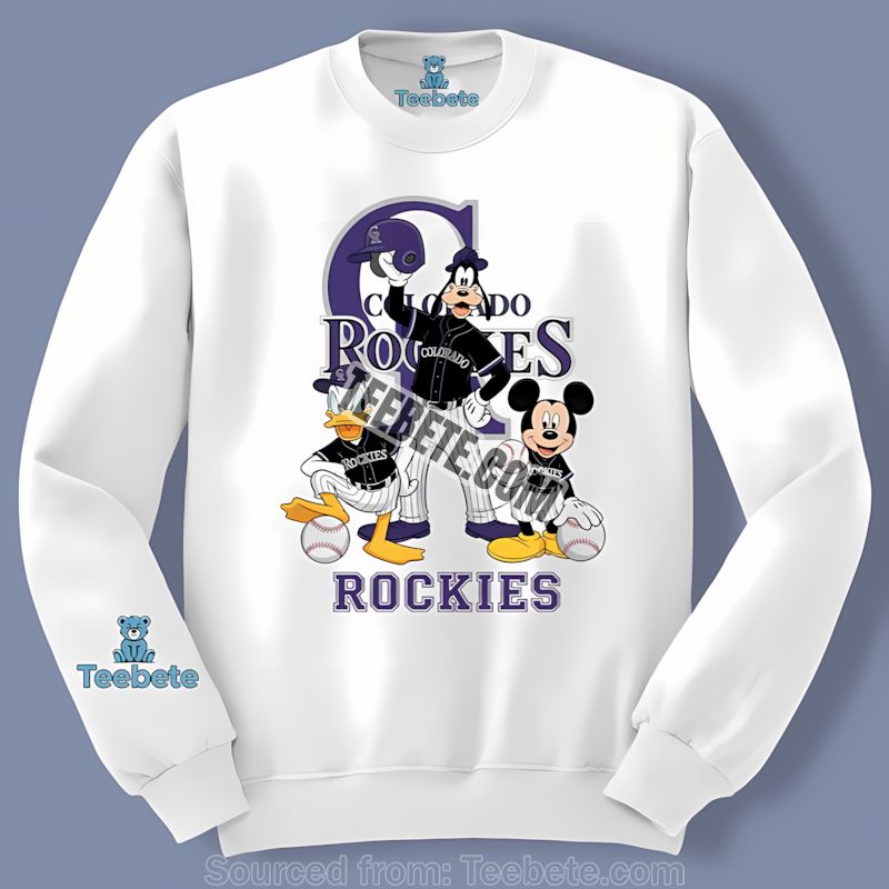 Colorado Rockies Disney Mickey Donald Goofy Long Sleeve Colorado Rockies Disney Mickey Donald Goofy Long Sleeve