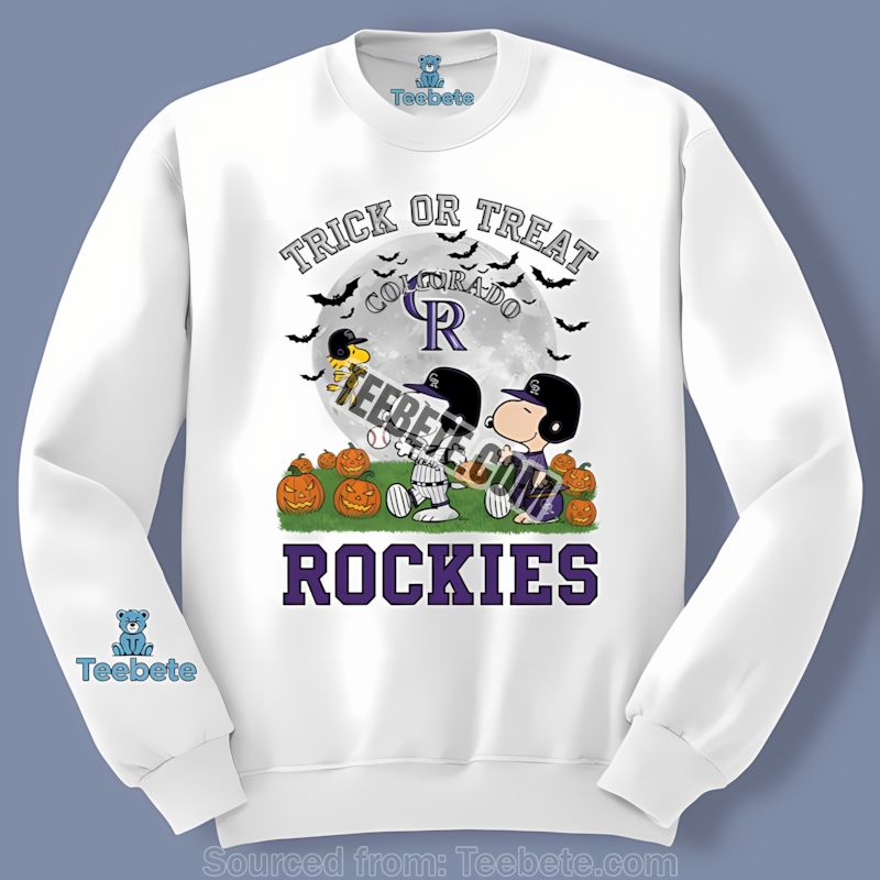 Colorado Rockies Halloween Treat Charlie Snoopy Long Sleeve Colorado Rockies Halloween Treat Charlie Snoopy Long Sleeve