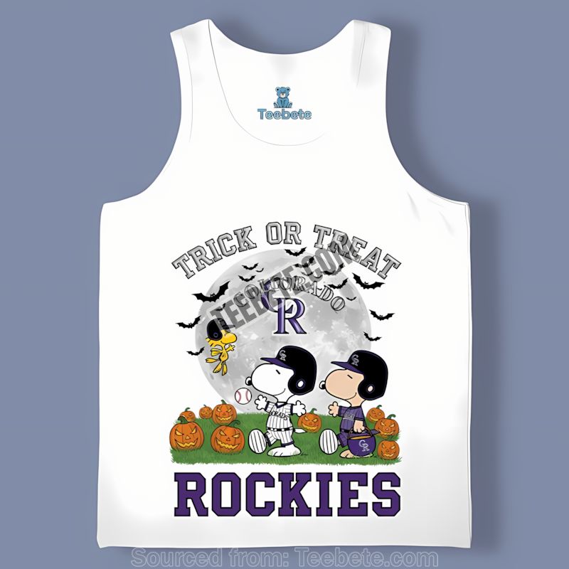 Colorado Rockies Halloween Treat Charlie Snoopy Tanktop Colorado Rockies Halloween Treat Charlie Snoopy Tanktop