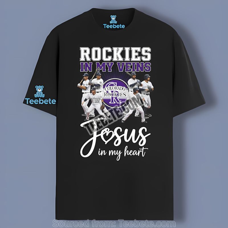 Colorado Rockies In My Veins Jesus In Heart Shirt