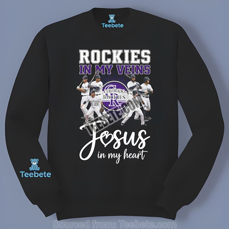 Colorado Rockies In My Veins Jesus In Heart Long Sleeve Colorado Rockies In My Veins Jesus In Heart Long Sleeve