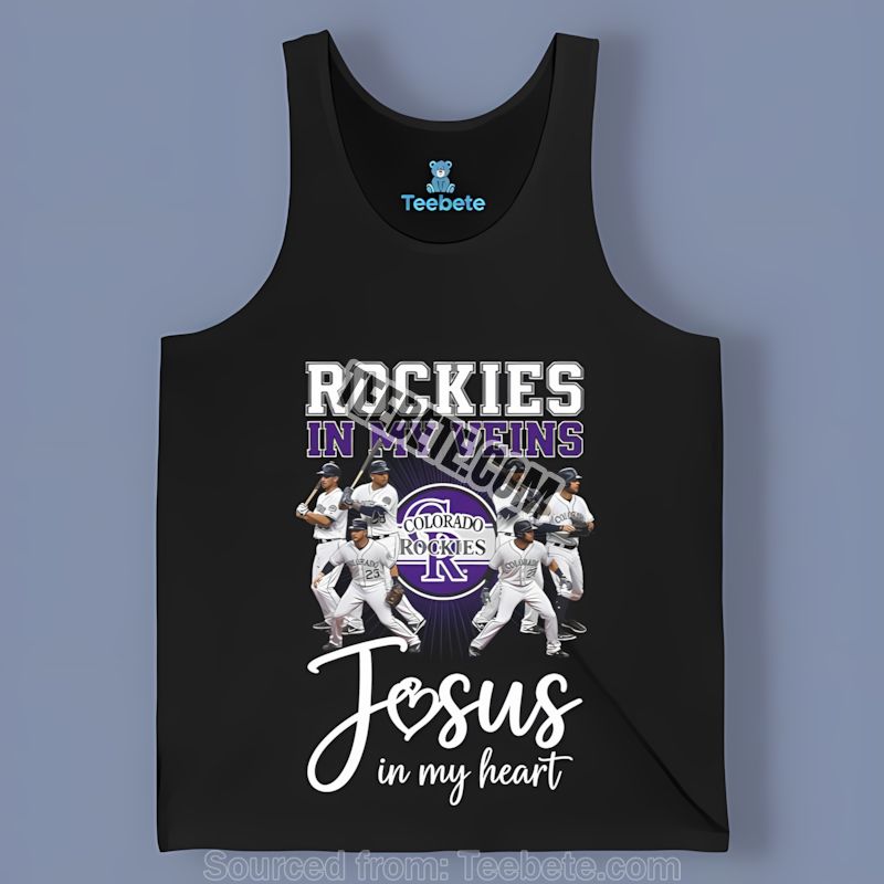 Colorado Rockies In My Veins Jesus In Heart Tanktop Colorado Rockies In My Veins Jesus In Heart Tanktop