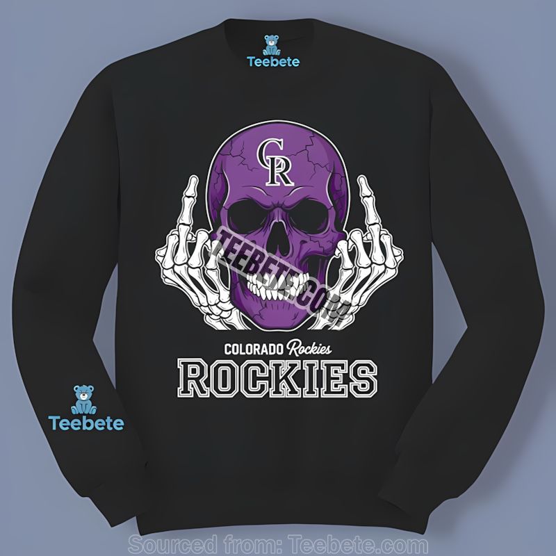 Colorado Rockies Skull Middle Finger Trendy Long Sleeve Colorado Rockies Skull Middle Finger Trendy Long Sleeve
