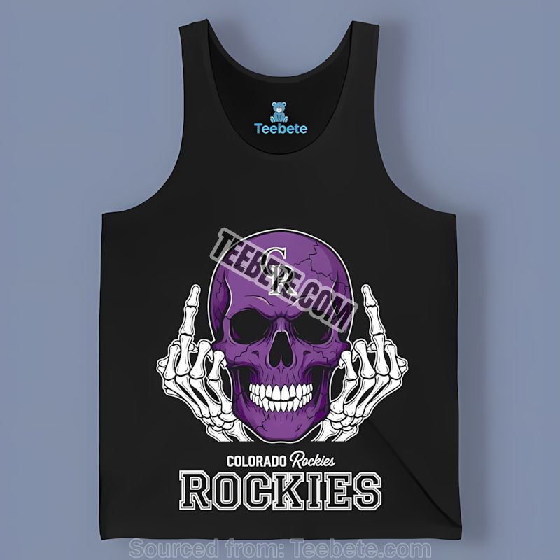 Colorado Rockies Skull Middle Finger Trendy Tanktop Colorado Rockies Skull Middle Finger Trendy Tanktop