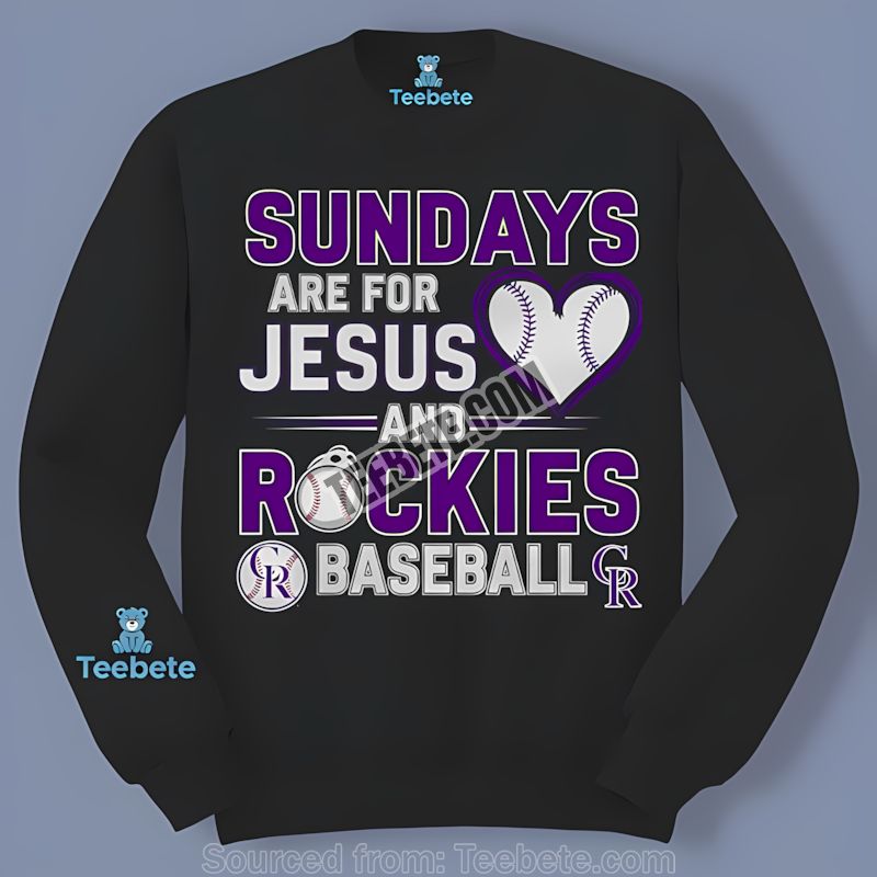 Colorado Rockies Sundays Jesus Baseball Long Sleeve Colorado Rockies Sundays Jesus Baseball Long Sleeve