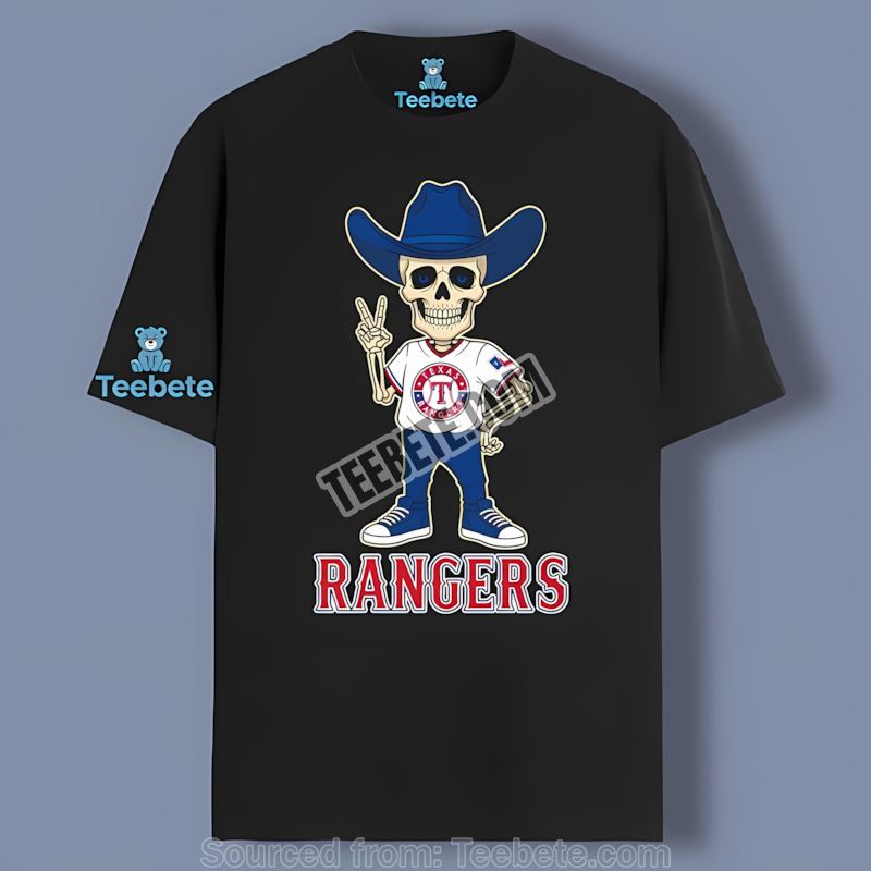 Cowboy Skeleton Rides With The Texas Rangers Bold Shirt