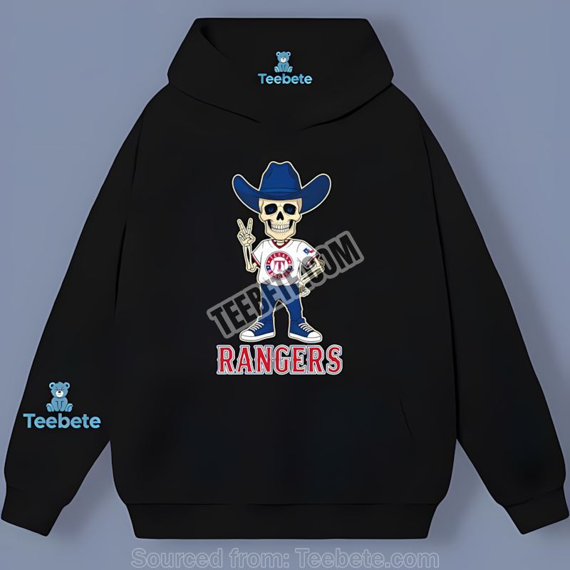 Cowboy Skeleton Rides With The Texas Rangers Bold Hoodie Cowboy Skeleton Rides With The Texas Rangers Bold Hoodie