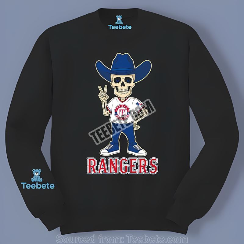 Cowboy Skeleton Rides With The Texas Rangers Bold Long Sleeve Cowboy Skeleton Rides With The Texas Rangers Bold Long Sleeve