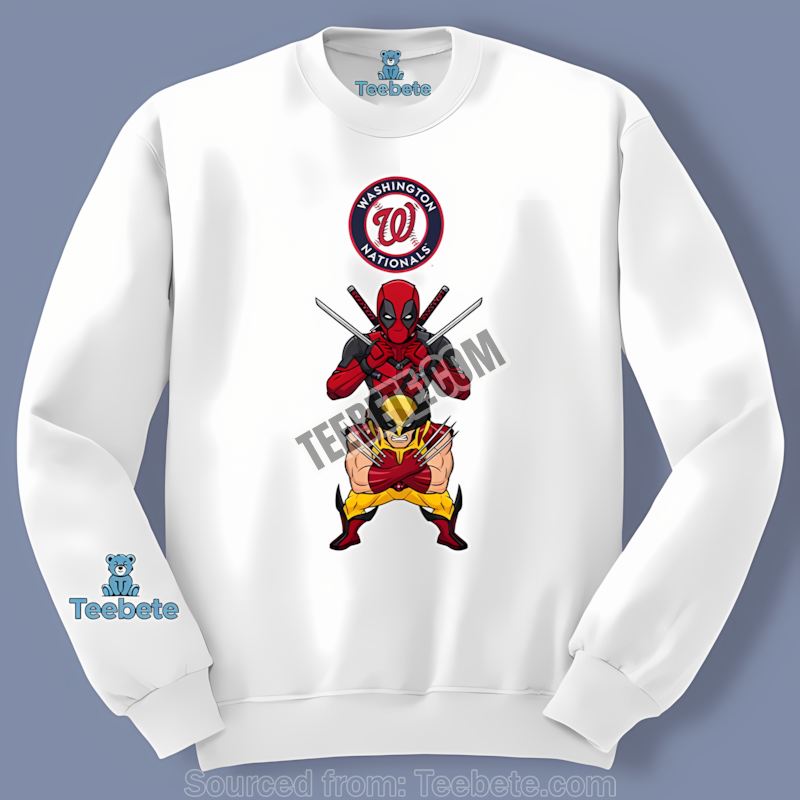 Deadpool Wolverine Crossover Washington Nationals Retro Long Sleeve Deadpool Wolverine Crossover Washington Nationals Retro Long Sleeve
