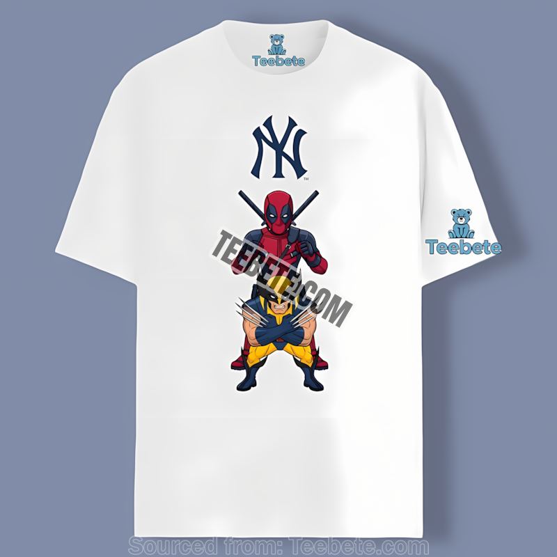 Deadpool Wolverine New York Yankees Crossover Color Shirt Comic