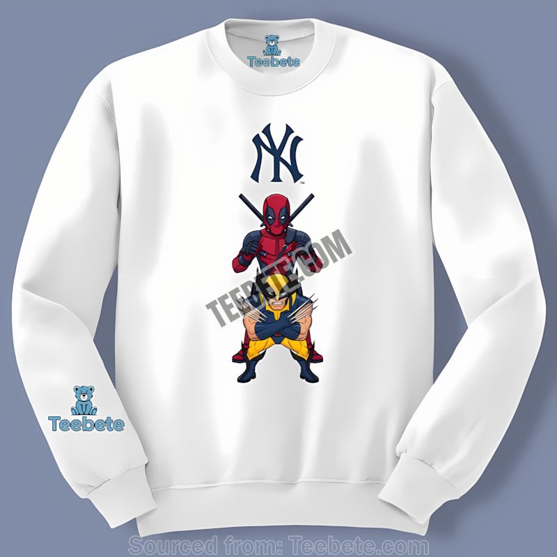 Deadpool Wolverine New York Yankees Crossover Color Long Sleeve Comic Deadpool Wolverine New York Yankees Crossover Color Long Sleeve Comic