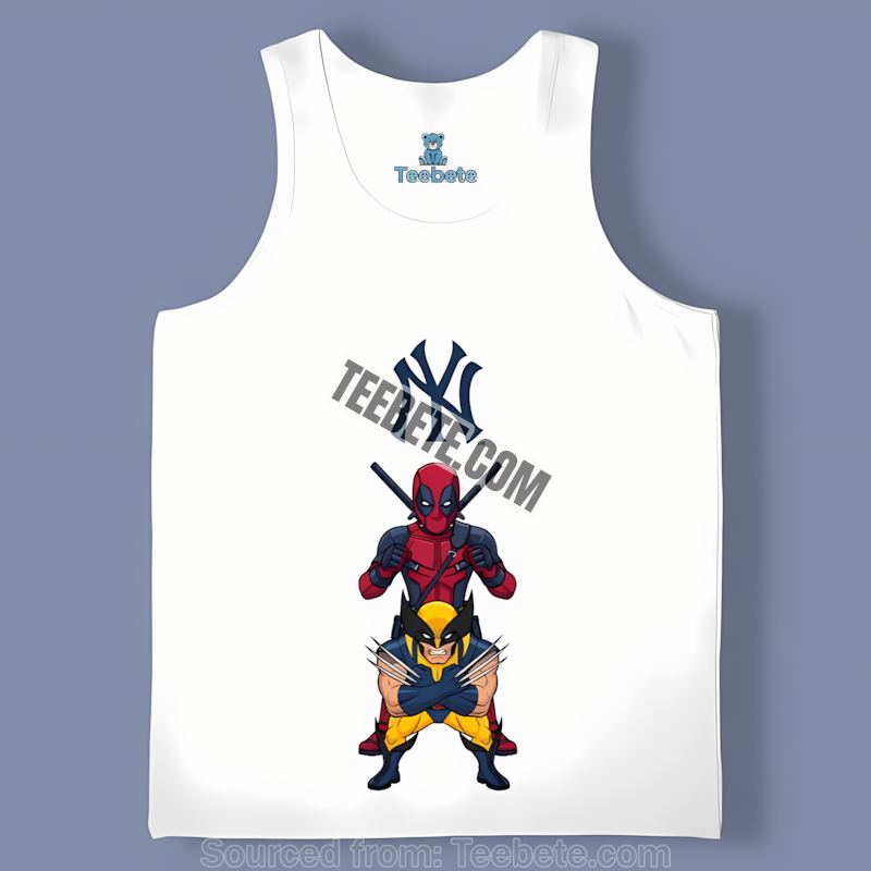Deadpool Wolverine New York Yankees Crossover Color Tanktop Comic Deadpool Wolverine New York Yankees Crossover Color Tanktop Comic