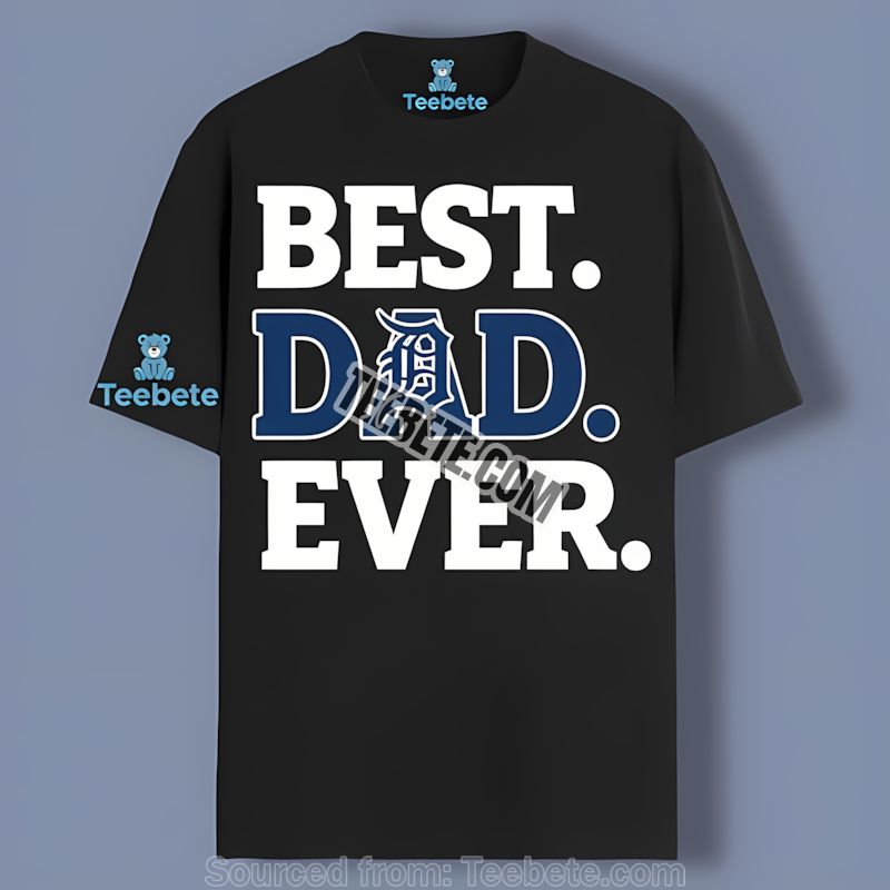 Detroit Tigers Best Dad Ever American Flag Cotton Shirt