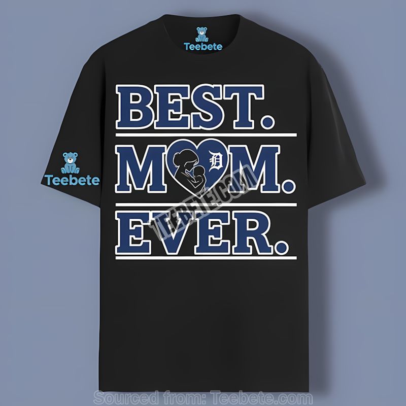 Detroit Tigers Best Mom Ever Heart Graphic Shirt