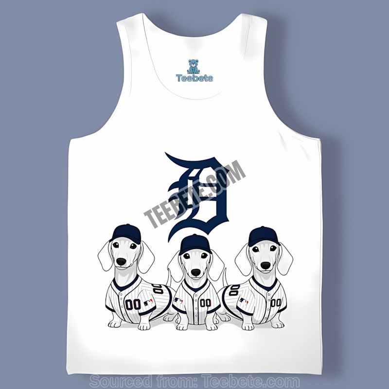 Detroit Tigers Dachshund Dog Sports Theme Tanktop Detroit Tigers Dachshund Dog Sports Theme Tanktop