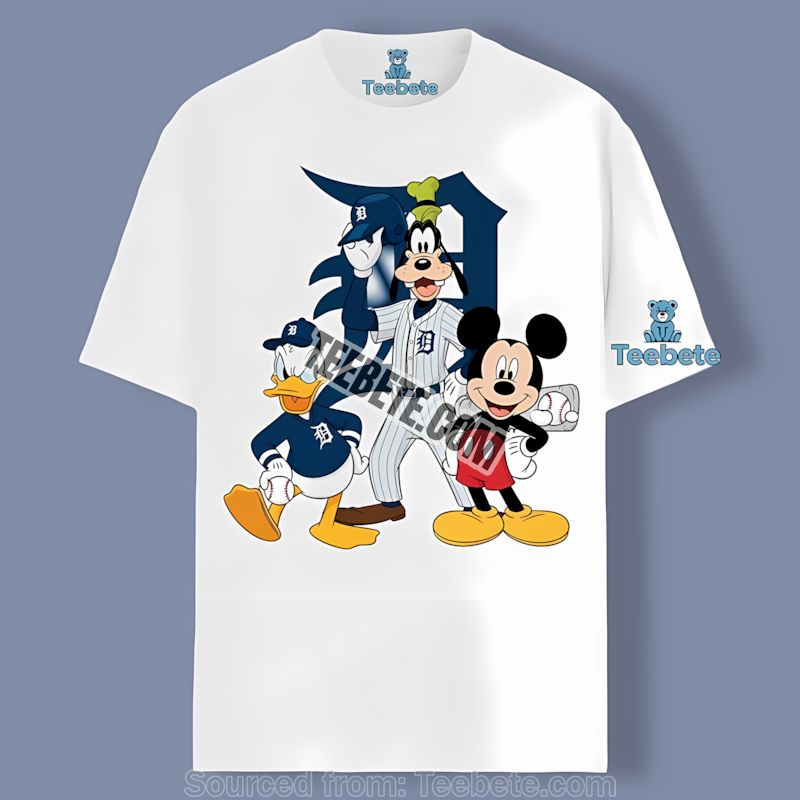 Detroit Tigers Disney Mickey Donald Goofy Graphic Shirt