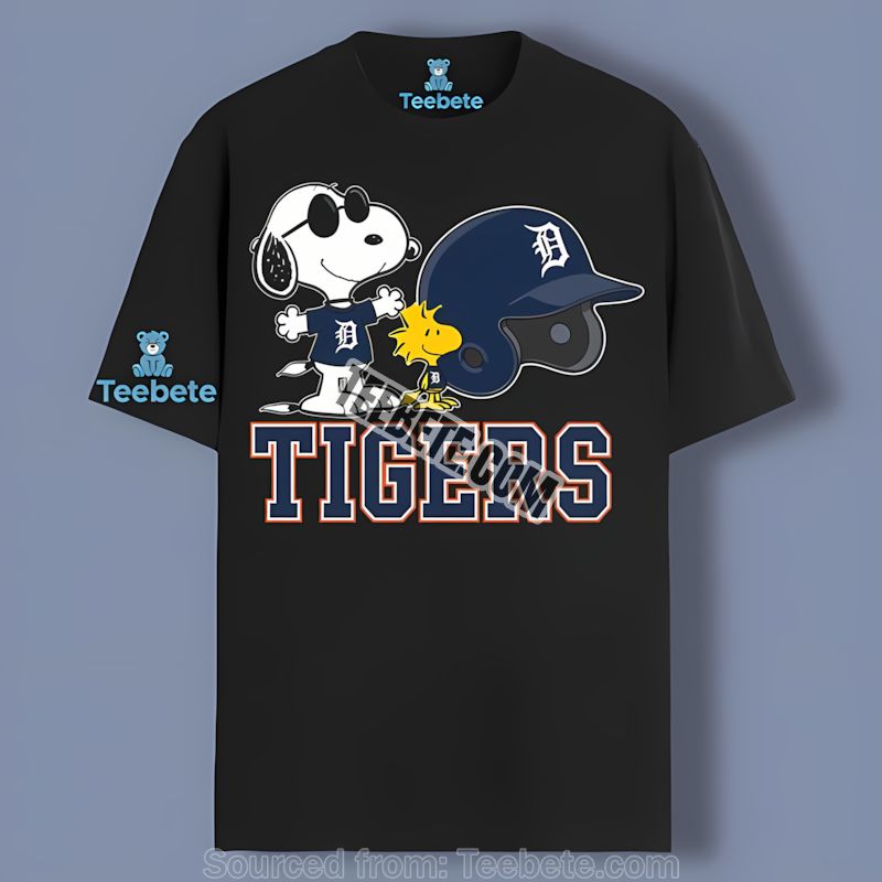 Detroit Tigers Helmet Vs Snoopy Woodstock Shirt
