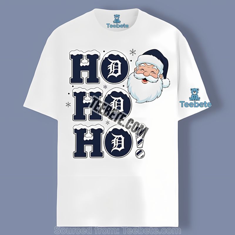 Detroit Tigers Ho Ho Ho Santa Christmas Adults Shirt