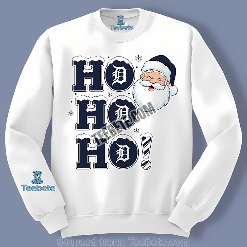 Detroit Tigers Ho Ho Ho Santa Christmas Adults Long Sleeve Detroit Tigers Ho Ho Ho Santa Christmas Adults Long Sleeve
