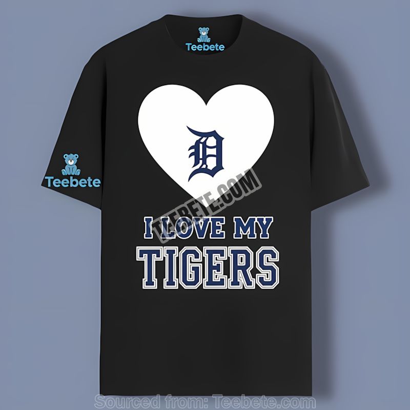 Detroit Tigers I Love My Tigers Heart Graphic Shirt