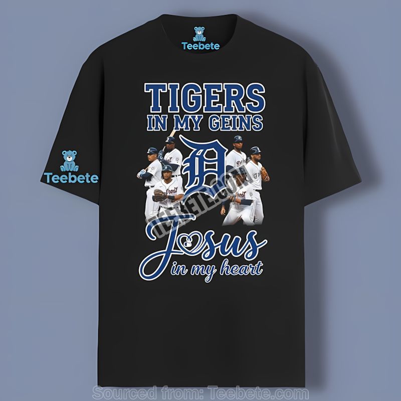 Detroit Tigers In My Veins Jesus In Heart Shirt