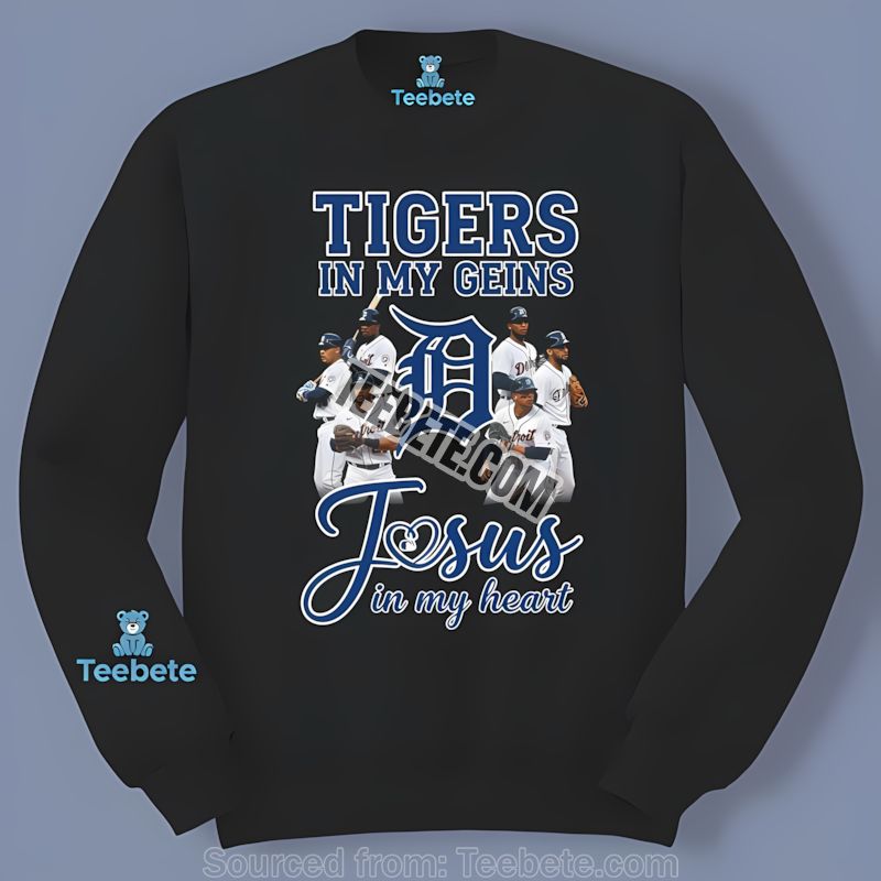 Detroit Tigers In My Veins Jesus In Heart Long Sleeve Detroit Tigers In My Veins Jesus In Heart Long Sleeve