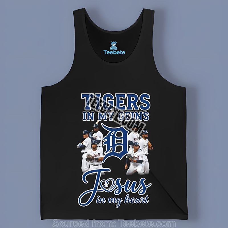 Detroit Tigers In My Veins Jesus In Heart Tanktop Detroit Tigers In My Veins Jesus In Heart Tanktop