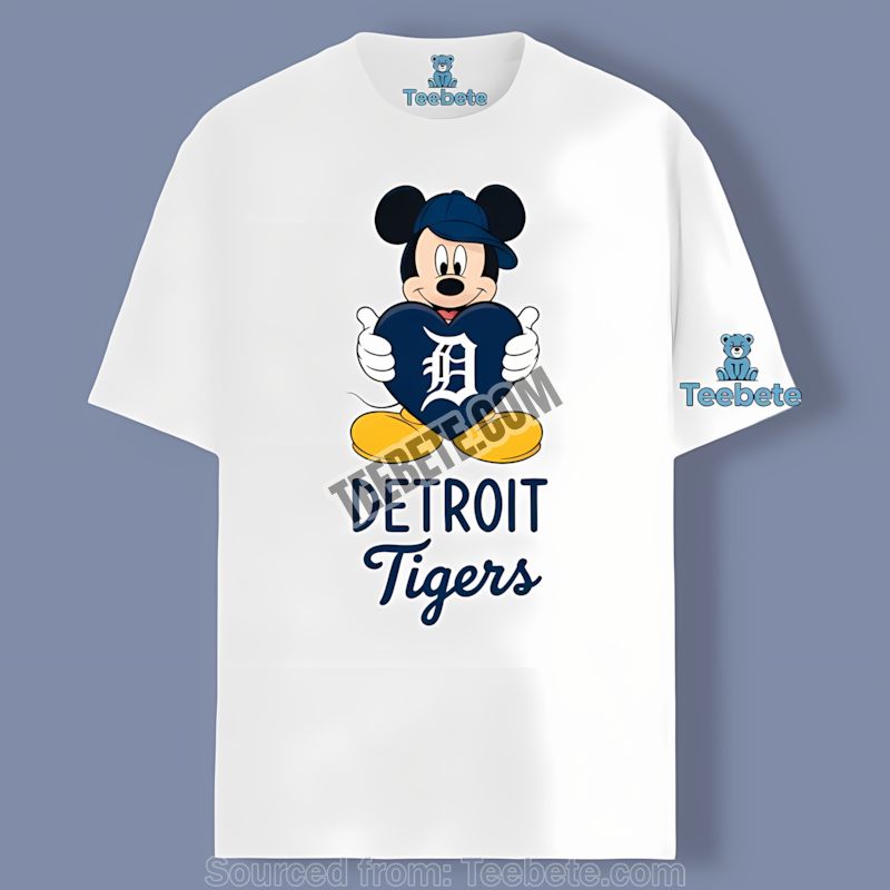Detroit Tigers Mickey Heart Color Theme Shirt