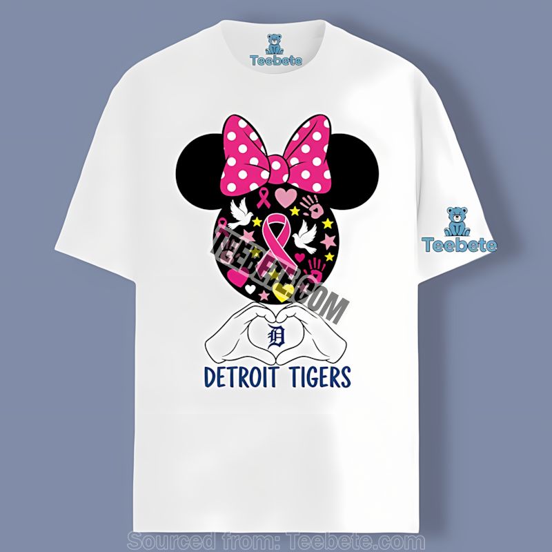 Detroit Tigers Minnie Mouse Breast Cancer Shirt