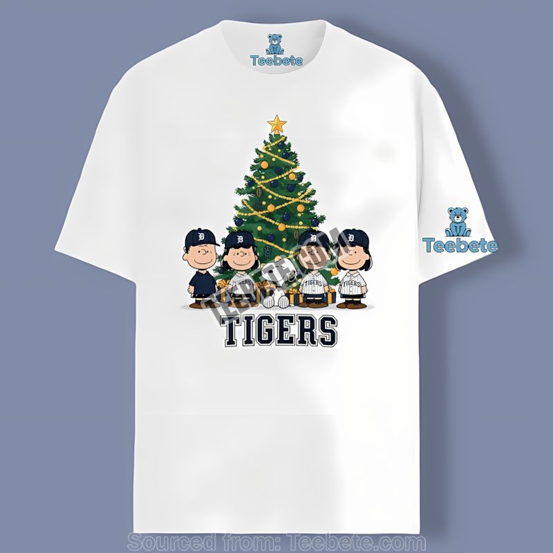 Detroit Tigers Peanuts Christmas Holiday Graphic Shirt