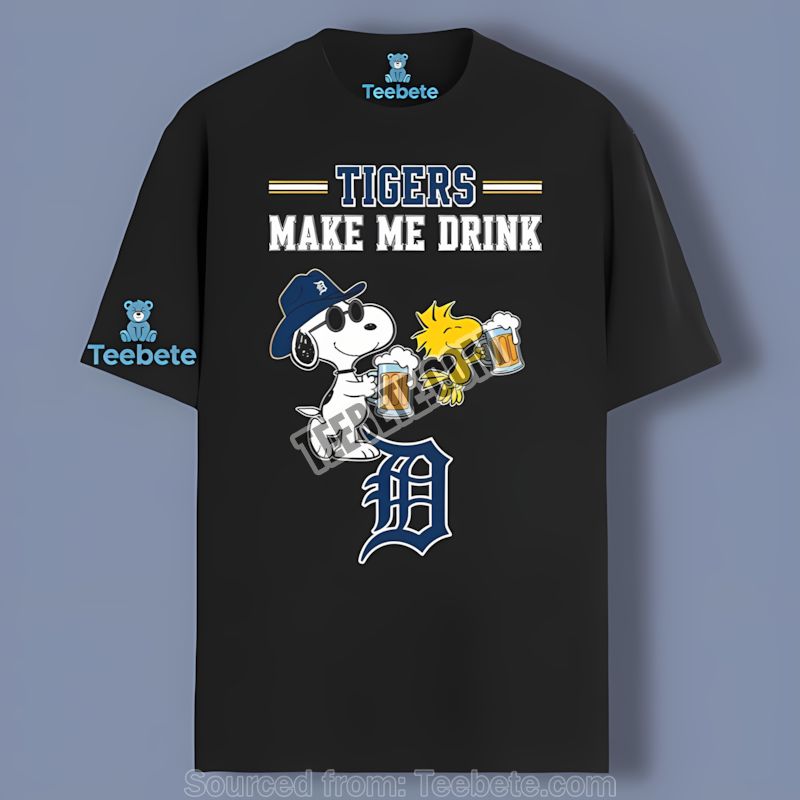 Detroit Tigers Snoopy Made Me Drink Graphic Shirt