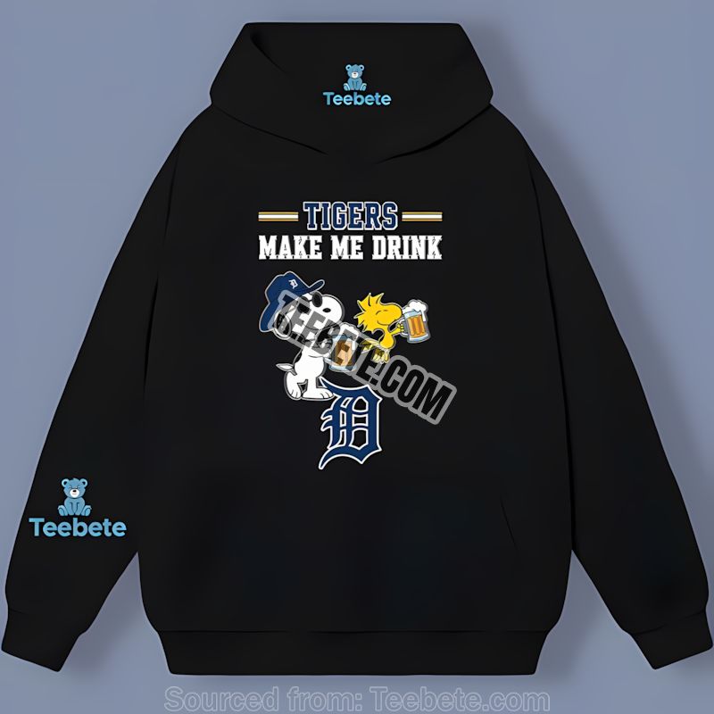 Detroit Tigers Snoopy Made Me Drink Graphic Hoodie Detroit Tigers Snoopy Made Me Drink Graphic Hoodie