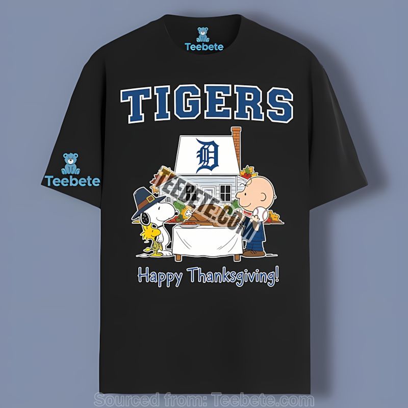 Detroit Tigers Snoopy Thanksgiving Retro Shirt