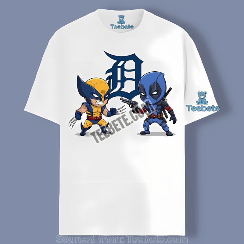 Detroit Tigers Wolverine Deadpool Superhero Shirt