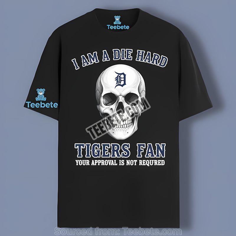 Die Hard Detroit Tigers Fan Skull Adults Shirt