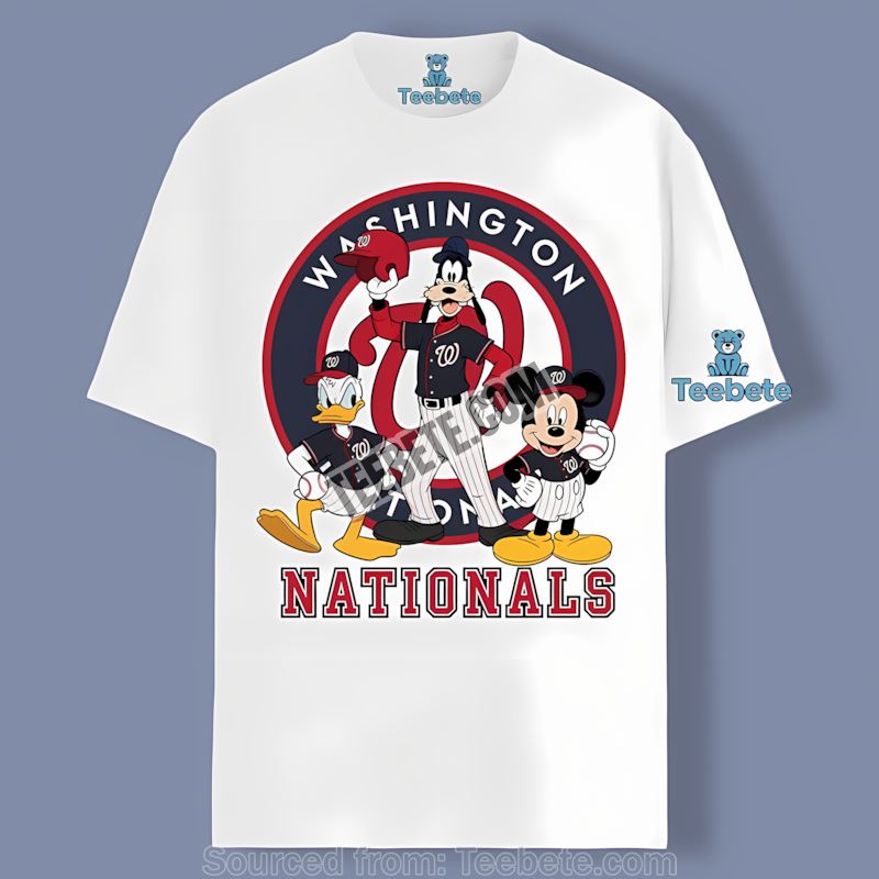 Disney Characters Mickey Donald Goofy Washington Nationals Retro Shirt