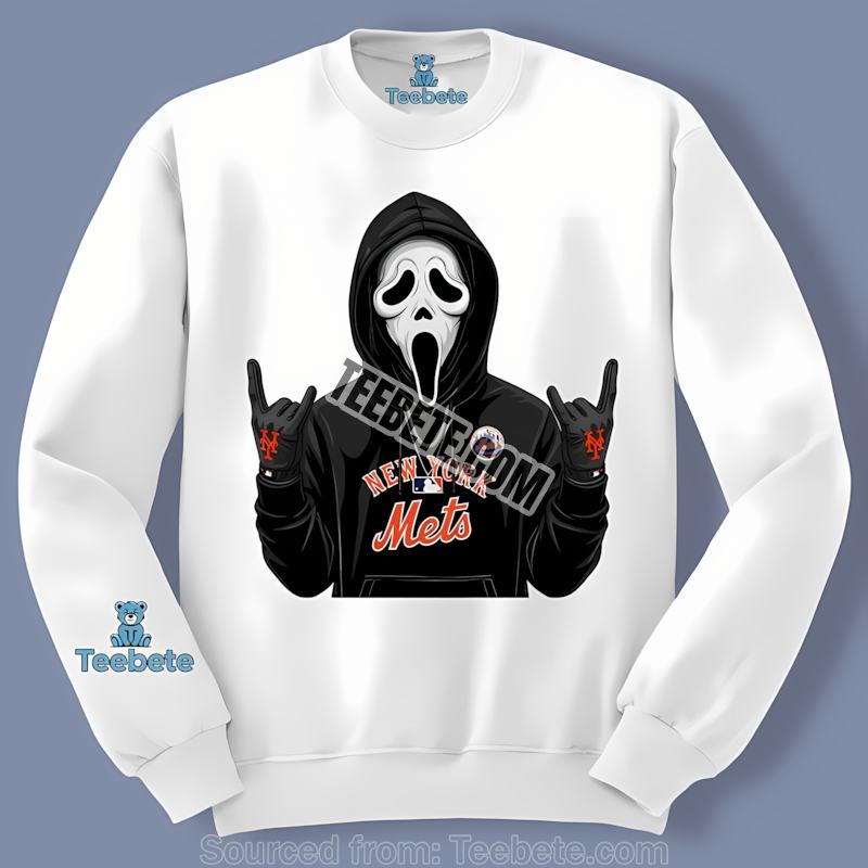 Ghostface Loves New York Mets Spooky Adults Long Sleeve Ghostface Loves New York Mets Spooky Adults Long Sleeve