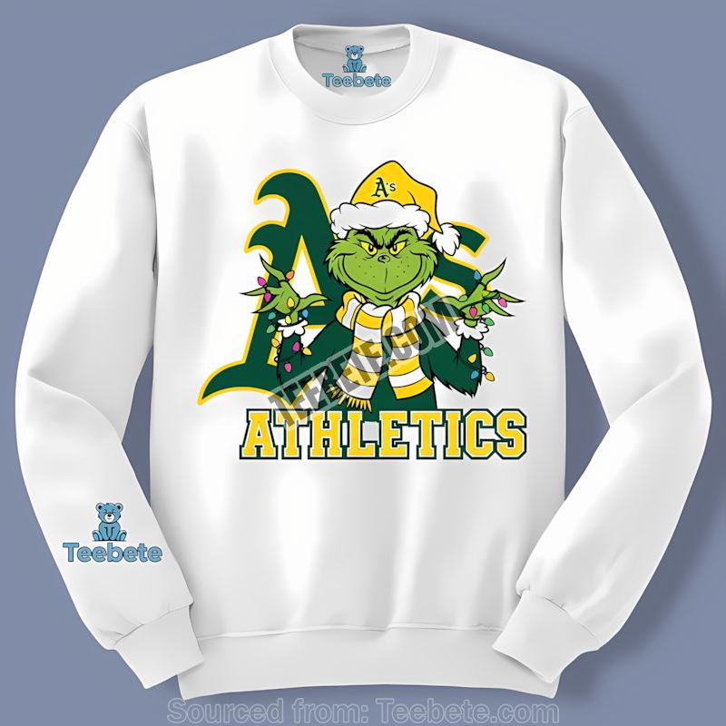 Grinch Christmas Oakland Athletics Retro Long Sleeve Grinch Christmas Oakland Athletics Retro Long Sleeve