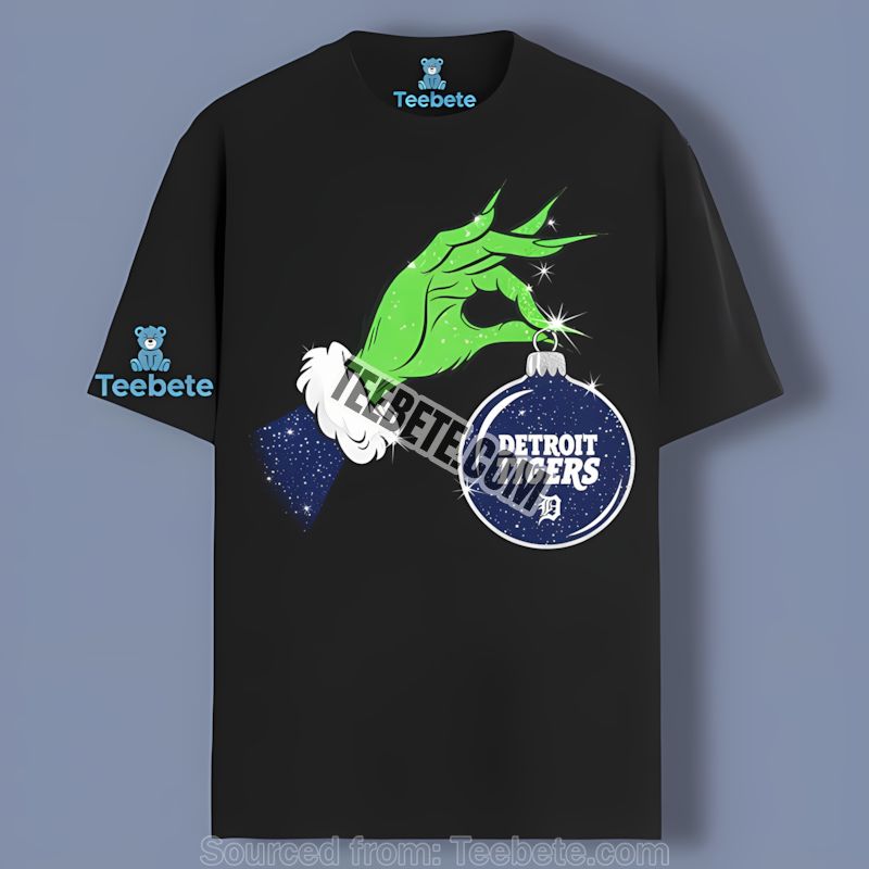 Grinch Hand Holding Detroit Tigers Ornament Shirt