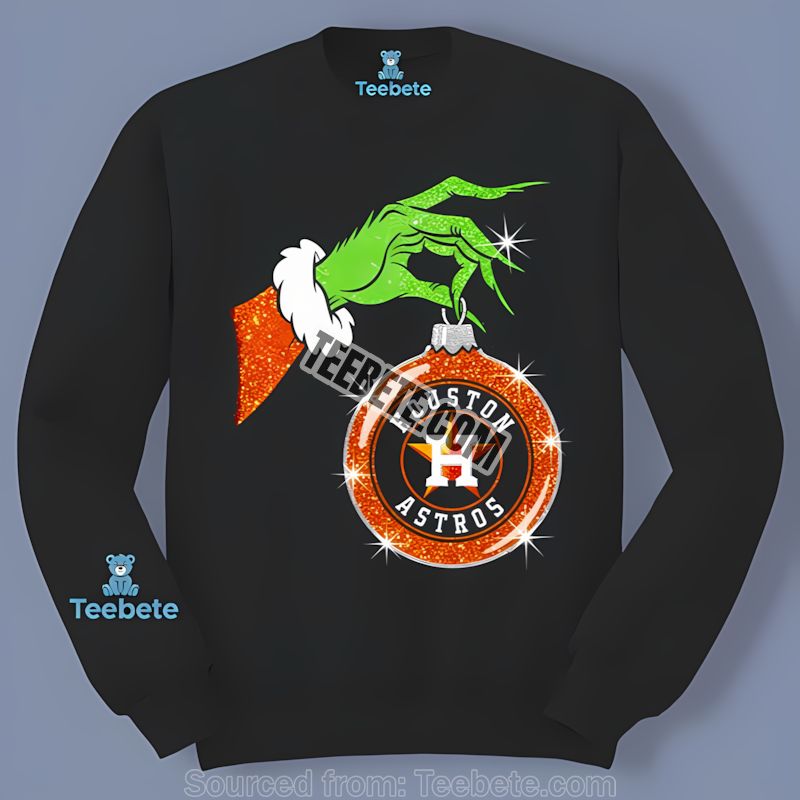 Grinch Hand Holding Houston Astros Ornament Cotton Long Sleeve Grinch Hand Holding Houston Astros Ornament Cotton Long Sleeve