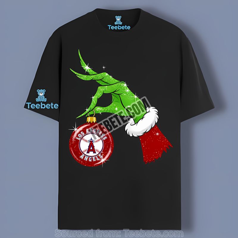 Grinch Hand Holding Los Angeles Angels Ornament Shirt Trendy Holiday Design