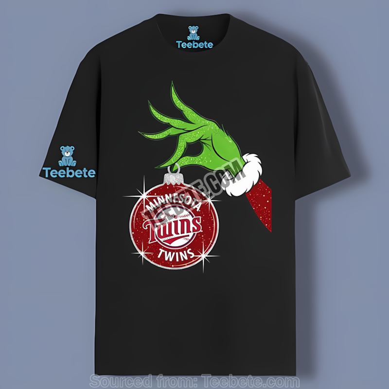 Grinch Hand Holding Minnesota Twins Ornament Color Shirt