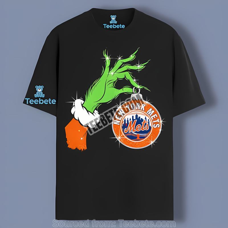 Grinch Hand Holding New York Mets Ornament Regular Shirt