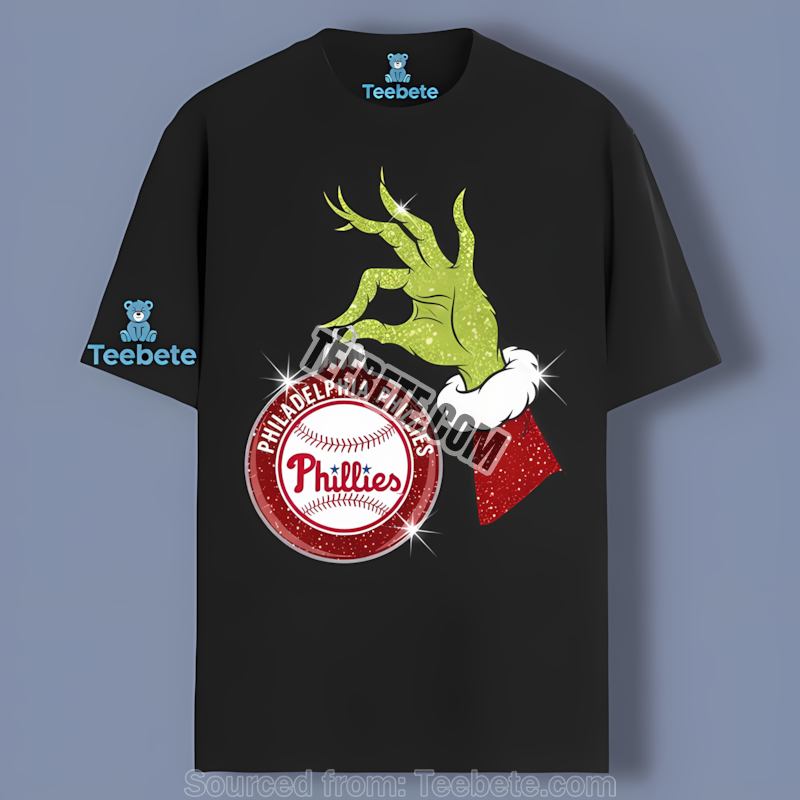 Grinch Hand Holding Ornament Philadelphia Phillies Regular Shirt