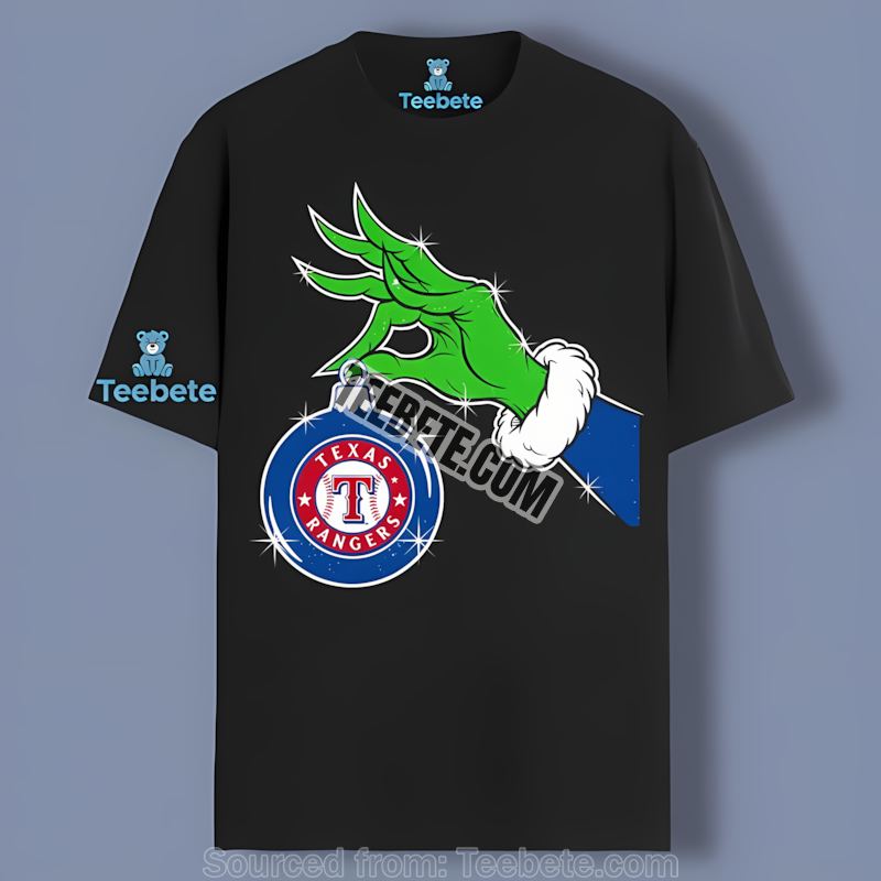 Grinch Holding Texas Rangers Helmet Retro Shirt