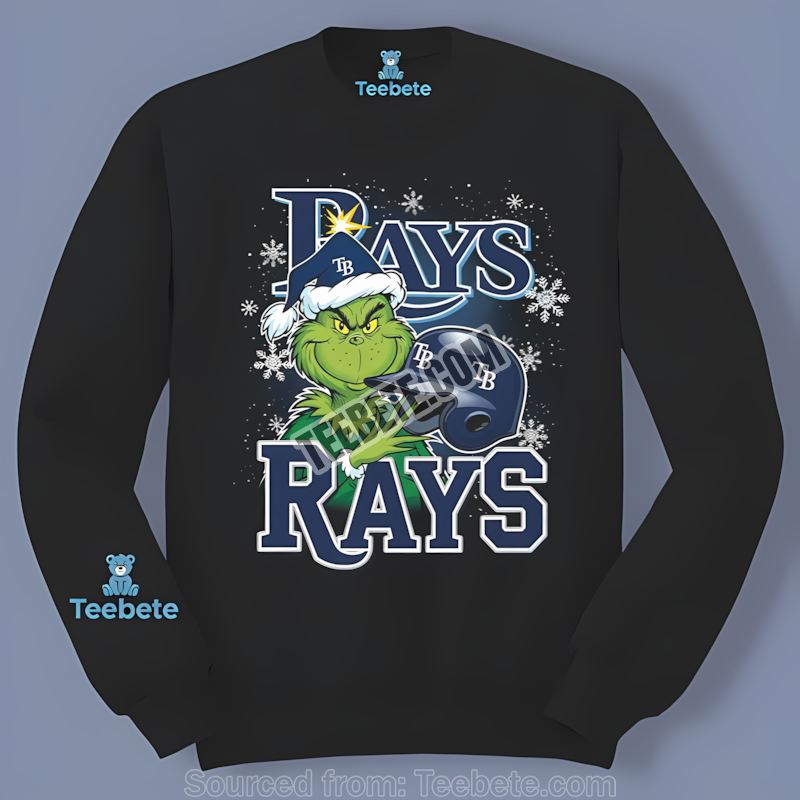 Grinch Helmet Hugger For Tampa Bay Rays Graphic Long Sleeve Grinch Helmet Hugger For Tampa Bay Rays Graphic Long Sleeve