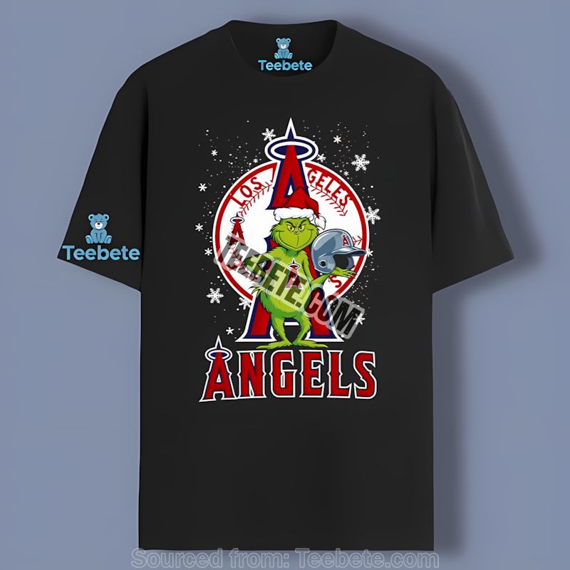 Grinch Holding Los Angeles Angels Helmet Shirt For Baseball Fans