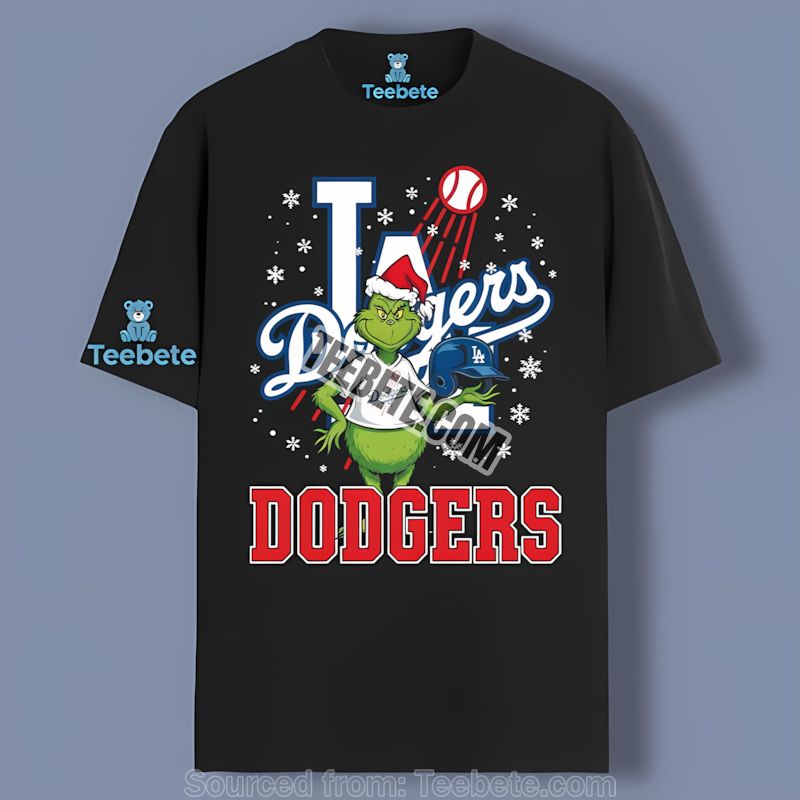 Grinch Holding Los Angeles Dodgers Helmet Graphic Shirt